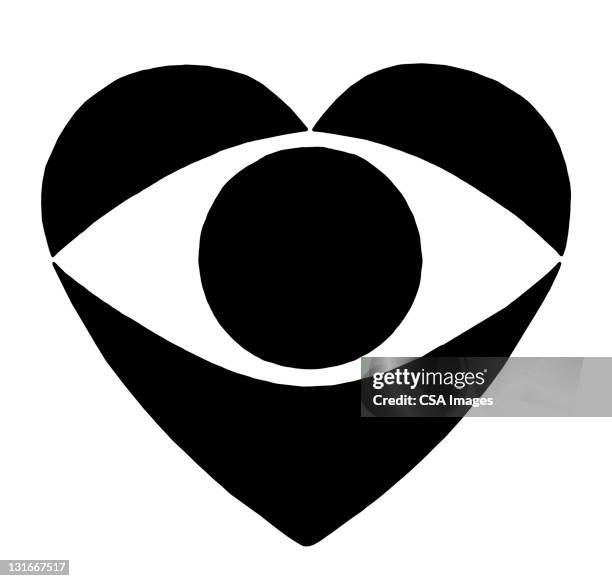 eye heart - two objects stock illustrations