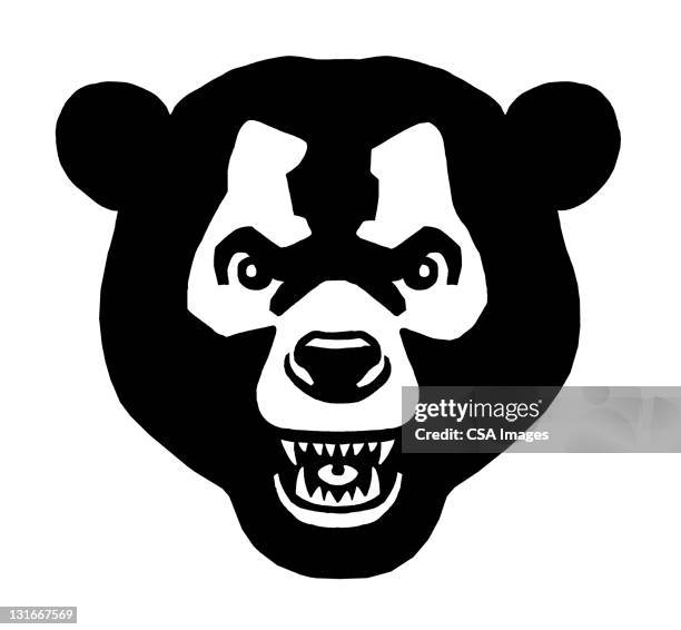 stockillustraties, clipart, cartoons en iconen met bear head - angry bear face