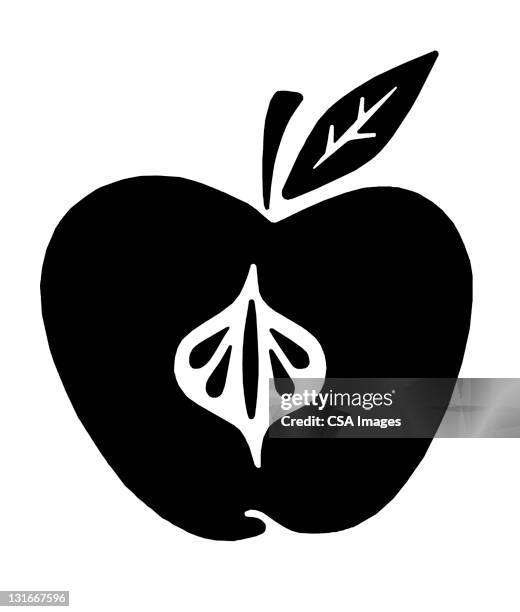 half of apple - cores stock-grafiken, -clipart, -cartoons und -symbole