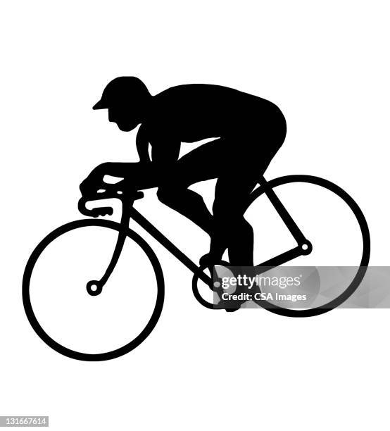 silhouette of bicycle rider - motorbike racing stock-grafiken, -clipart, -cartoons und -symbole