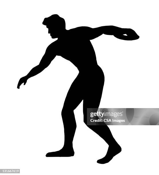 silhouette of discus thrower - discus 幅插畫檔、美工圖案、卡通及圖標