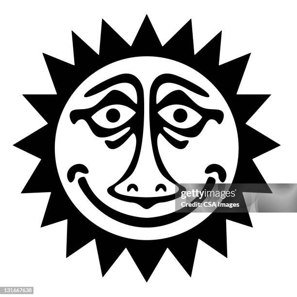 bewildered sun - sun spots face stock illustrations