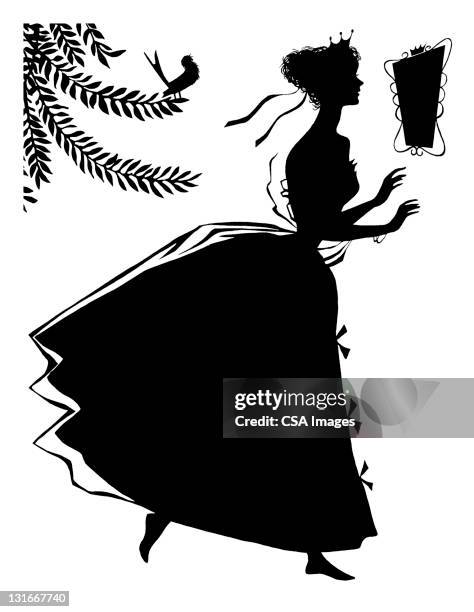 silhouette of woman - old cinderella stock illustrations