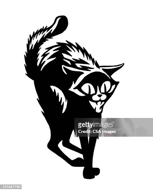 scary black cat - cat scared black stock illustrations