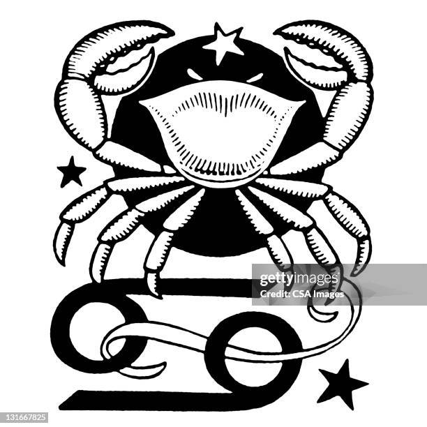 cancer zodiac symbol - crab stock illustrations