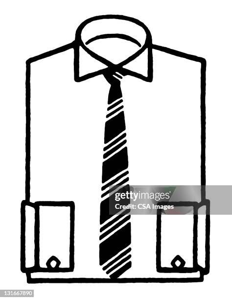 bildbanksillustrationer, clip art samt tecknat material och ikoner med dress shirt and tie - fastknäppt skjorta