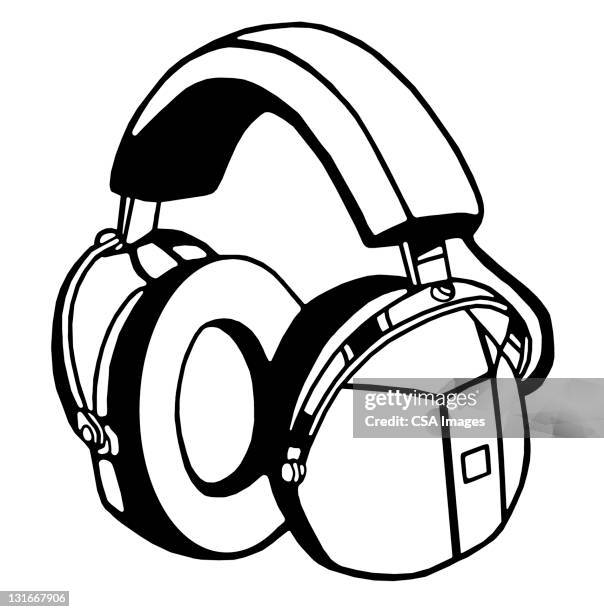 retro style headphones - hi fi stock illustrations