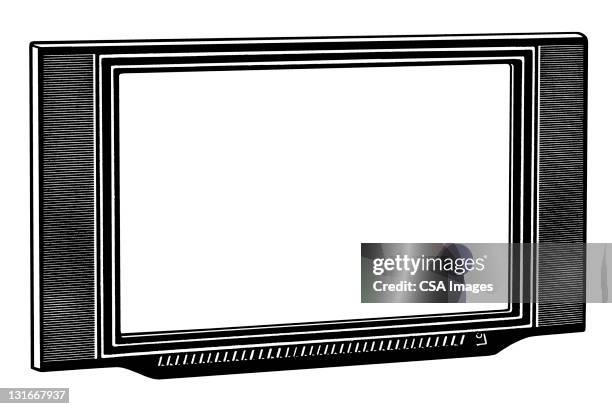 flat screen television - big screen stock illustrations