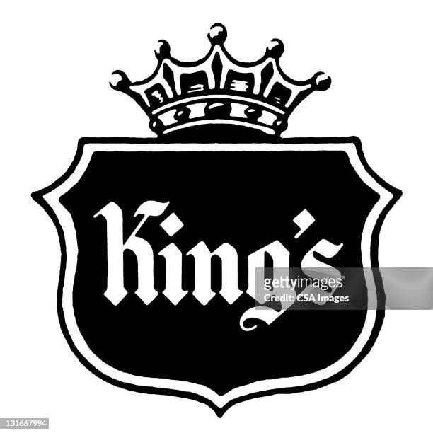 shield with crown and kings - royalty logo stock illustrations