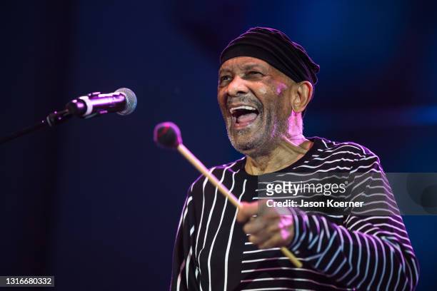 Roy Ayers perfroms onstage during the Bayfront Miami Jazz Festival 2021 at Bayfront Park on April 30, 2021 in Miami, Florida.