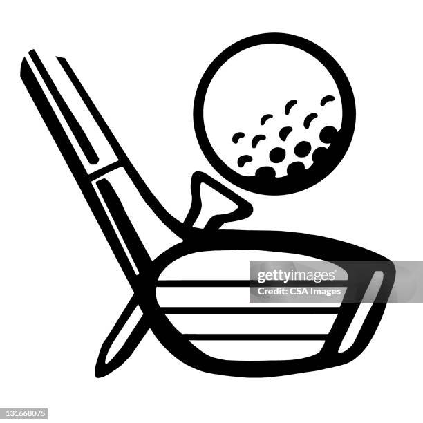 golf club, tee and ball - golf tee stock illustrations
