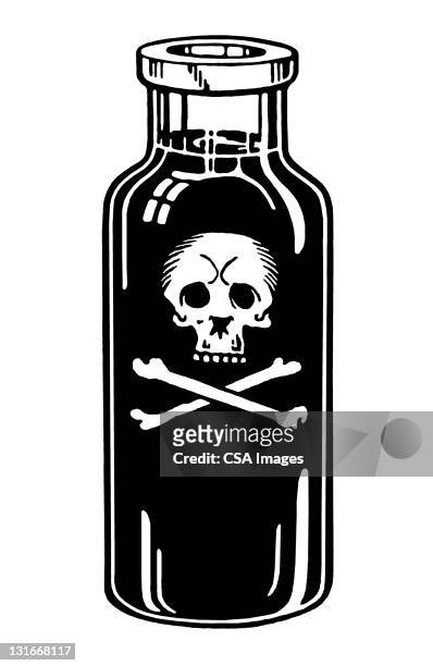 illustrazioni stock, clip art, cartoni animati e icone di tendenza di bottle of poison - sostanza tossica