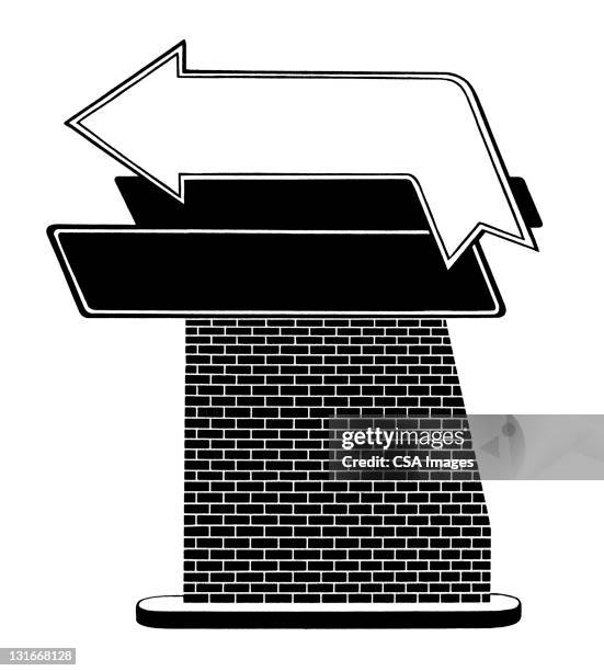 large arrow sign - single brick stock illustrations