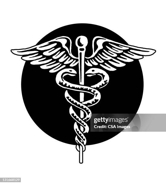 caduceus medical symbol - health logo stock illustrations