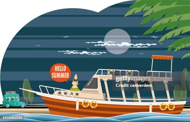 tour boat - tour boat stock illustrations