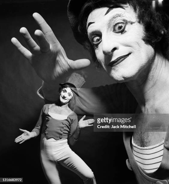 French actor and mime Marcel Marceau , New York, New York, March 1973.