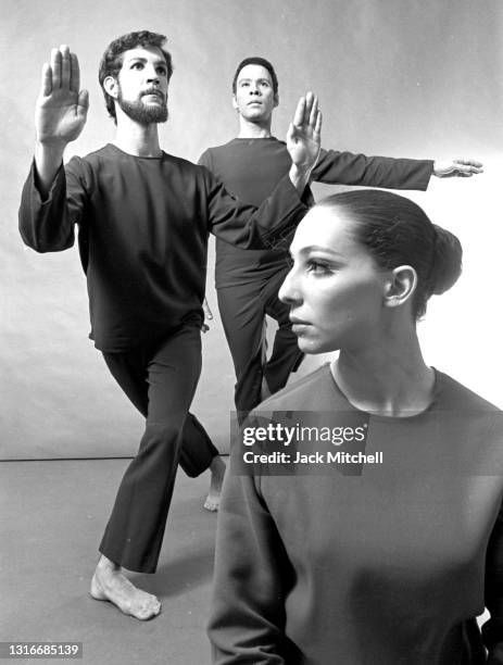 Members of the Rudy Perez Dance Company perform 'Offprint,' New York, New York, January 1970. Among those pictured are Anthony La Giglia , Barbara...