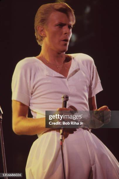 David Bowie in concert at the Los Angeles Forum, April 4, 1978 in Inglewood, California.