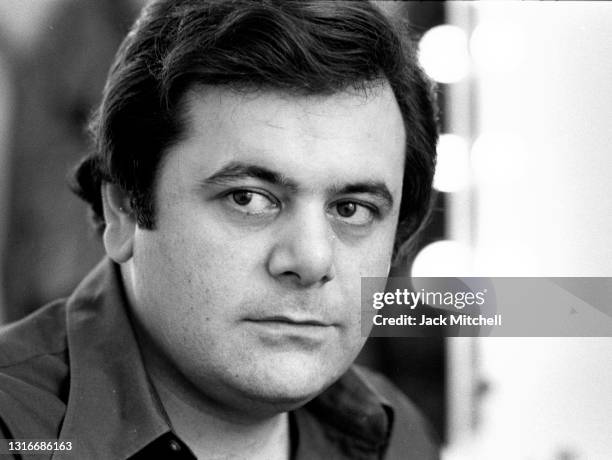 American actor Paul Sorvino backstage during a Broadway production of 'That Championship Season,' New York, New York, November 1972.