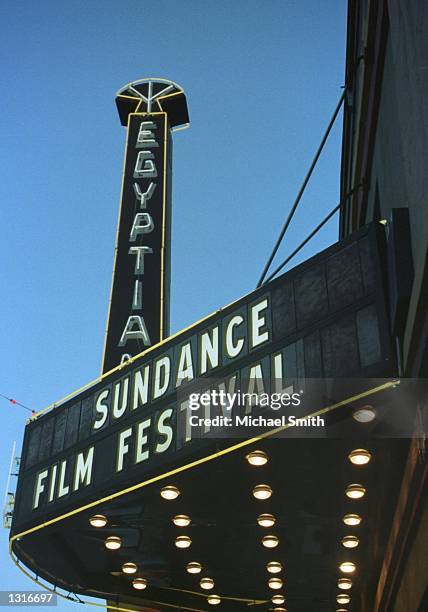 The marquee of the Egyptian Theater announces the Sundance Film Festival January 19, 2001 in Park City, UT.