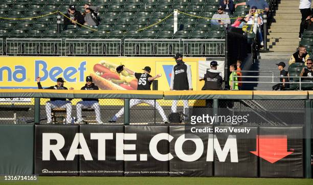 Codi Heuer of the Chicago White Sox warms up during the first game of a doubleheader against the Detroit Tigers on April 29, 2021 at Guaranteed Rate...