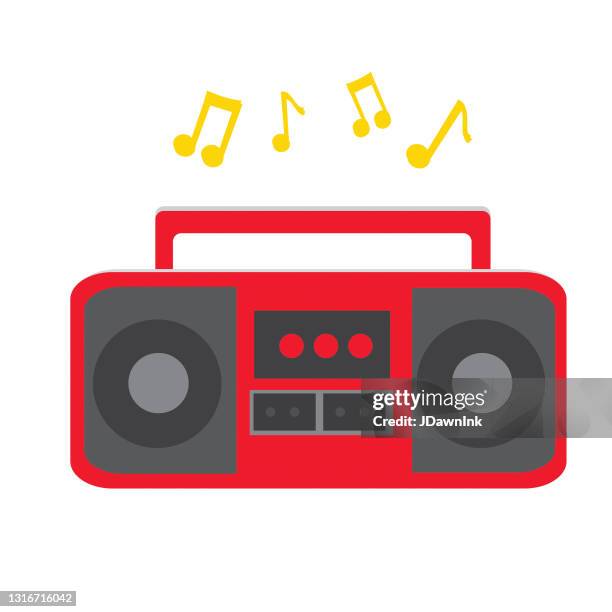 summer bbq party ghetto blaster or boom box full color icon design - ghetto blaster stock illustrations