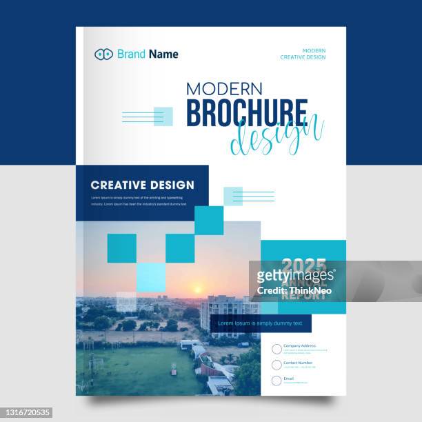 blue flyer design. cover background design. corporate template for business annual report - newsletter design stock illustrations