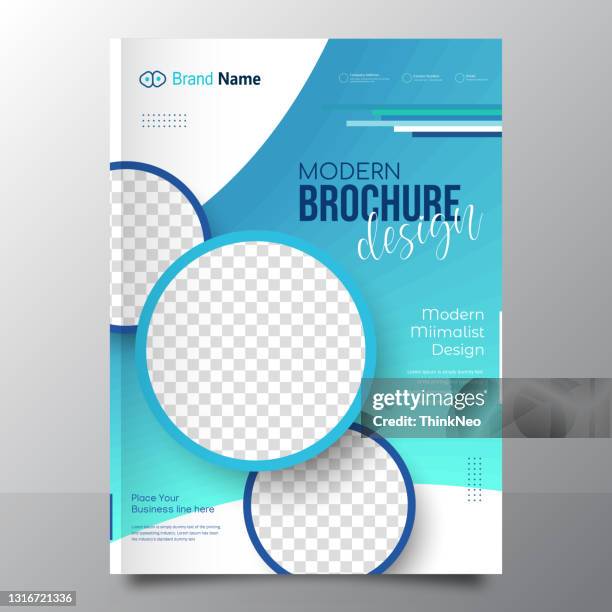 blue brochure design. a4 cover template for brochure, report, catalog, magazine. - rounded rectangle infographic stock illustrations