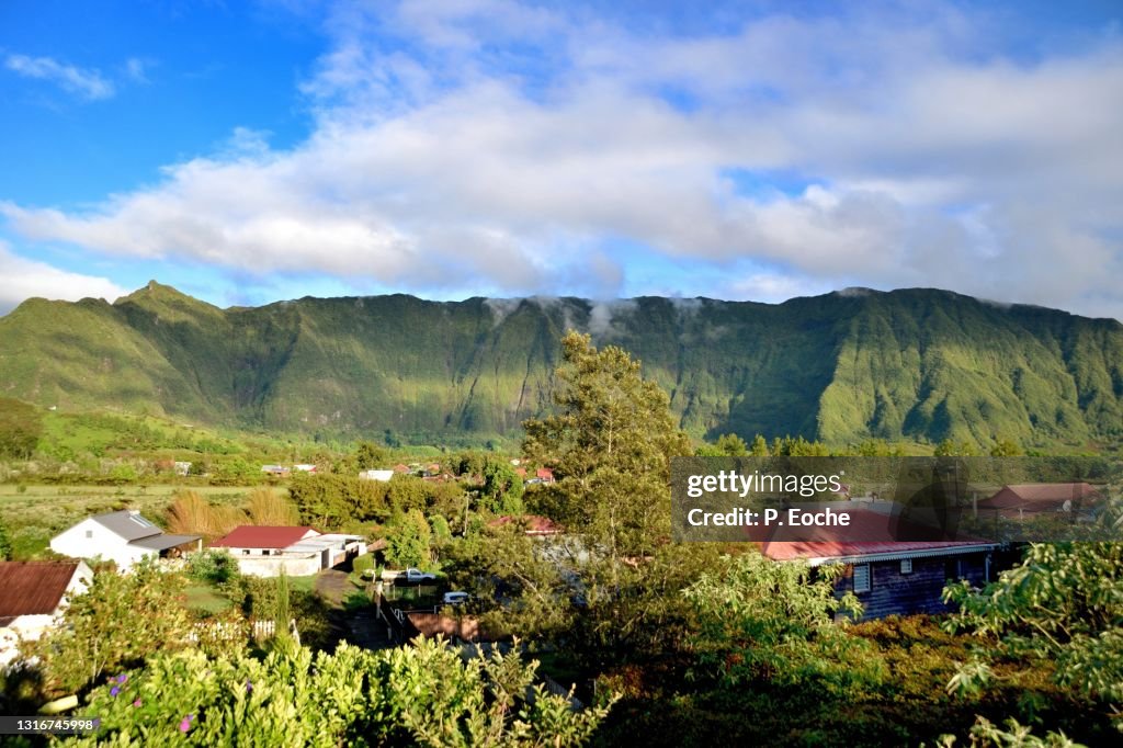 Reunion island, around the volcano, houses in the Plaine des Cafres, plateau des Hauts of the island of Reunion