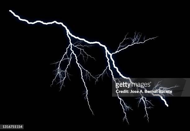 light and flash of lightning on a black background. - gewitterblitz stock-fotos und bilder