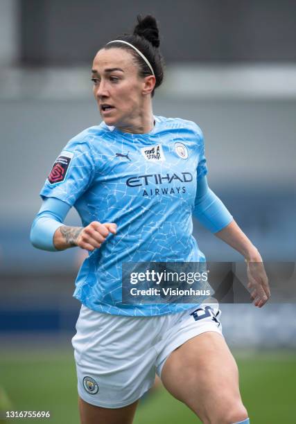 Lucy Bronze of Manchester City in action during the Barclays FA Women's Super League match between Manchester City Women and Birmingham City Women at...