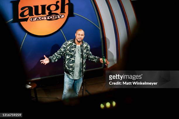 Finesse Mitchell performs onstage during The Laugh Factory Hosts Grand Reopening Night at The Laugh Factory on May 06, 2021 in West Hollywood,...