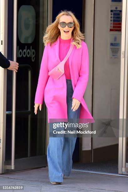 Amanda Holden seen leaving Heart Breakfast Radio Studios on May 07, 2021 in London, England.