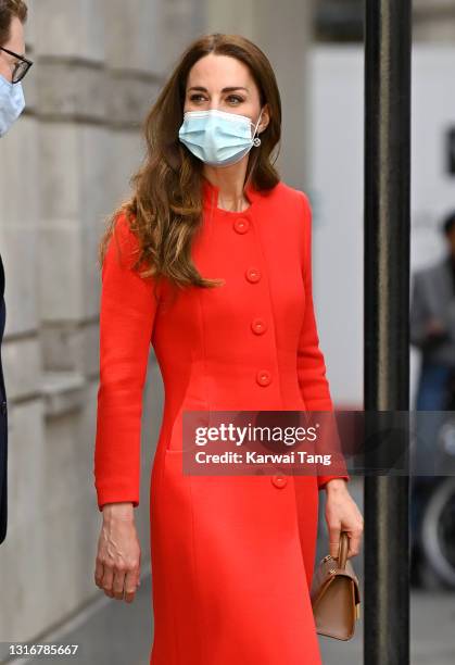 Catherine, Duchess of Cambridge visits the National Portrait Gallery Archive on May 07, 2021 in London, England.