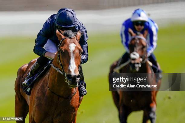 Ryan Moore riding Armory win The Melodi Media Huxley Stakes at Chester Racecourse on May 07, 2021 in Chester, England. Only owners are allowed to...