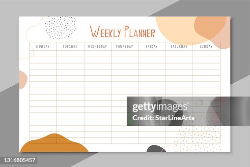 One Week Jpg Planner Template For One Week High-Res Vector Graphic - Getty Images