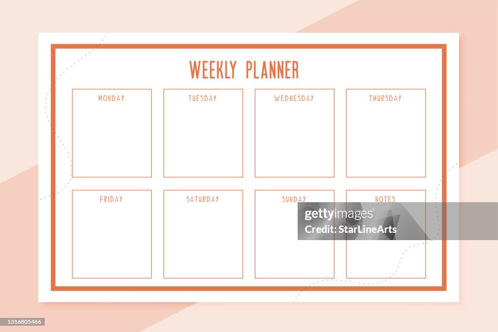 Weekly Planner Schedule Template Design High-Res Vector Graphic - Getty ...
