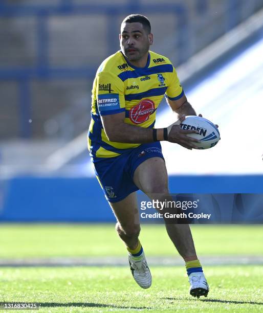 Greg Inglis of Warrington during the Betfred Challenge Cup quarter final between Catalans Dragons and Warrington Wolves at Emerald Headingley Stadium...