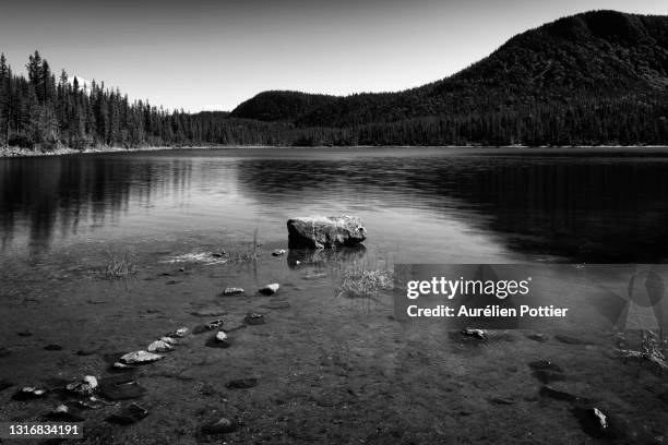 parc national de la gaspésie, lac gouache, rocks - parc national de la gaspésie stock pictures, royalty-free photos & images