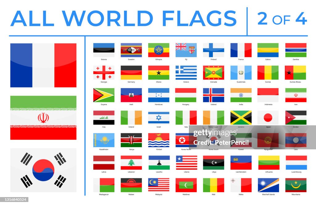 Welt-Flaggen - Vektor-Rechteck glänzend Icons - Teil 2 von 4