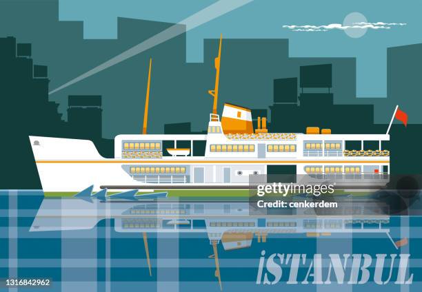 sea and ship - moonflower stock illustrations