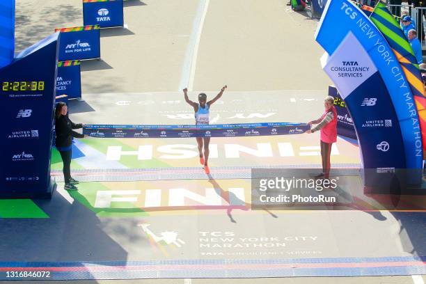 Joyciline Jepkosgei wins the TCS New York City Marathon on November 3, 2019 in New York City.