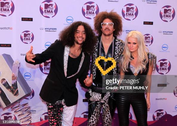 Skyblu (L) and Redfoo (C) of US electro Skyblu (L) and Redfoo (C) of US electro