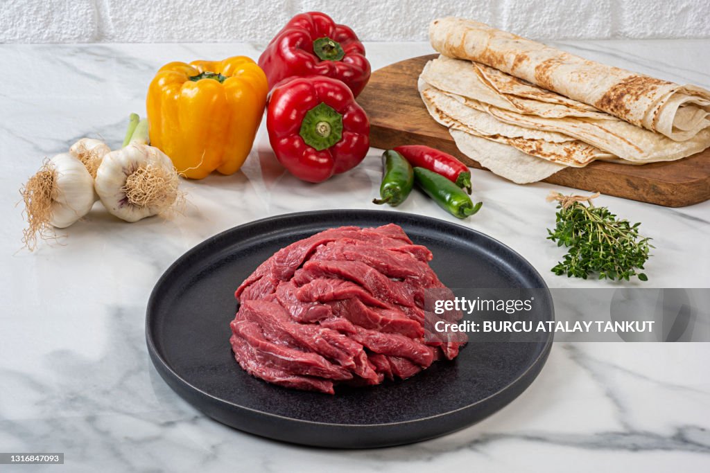 Raw Sliced Meat for Fajitas