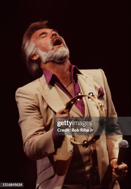 Kenny Rogers performs in concert, May 9, 1986 at Long Beach Arena in Long Beach, California.