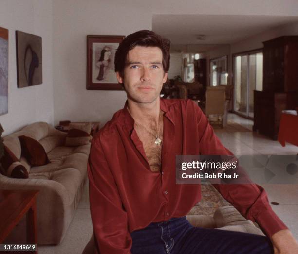 Actor Pierce Brosnan at home, June 29, 1983 in Los Angeles, California.