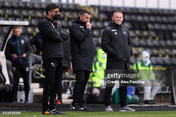 Wayne Rooney, Manager of Derby County looks dejected during the Sky Bet Championship match between Derby County and Sheffield Wednesday at Pride Park...