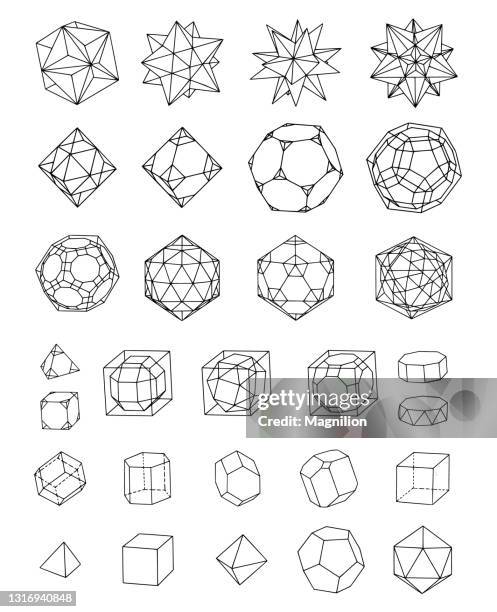 ilustraciones, imágenes clip art, dibujos animados e iconos de stock de formas establecidas - fullereno