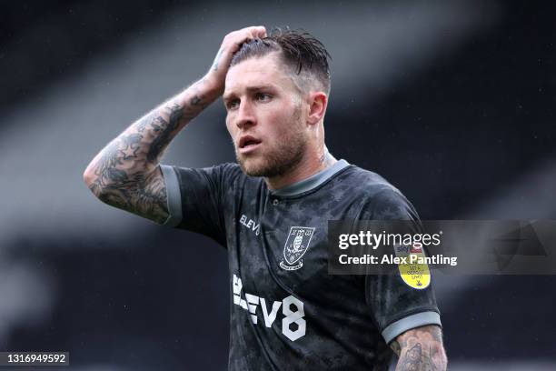 Josh Windass of Sheffield Wednesday looks dejected during the Sky Bet Championship match between Derby County and Sheffield Wednesday at Pride Park...