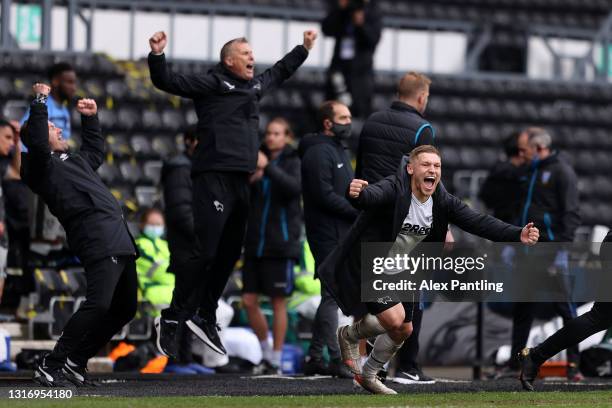 Martyn Waghorn of Derby County celebrates at the end of the Sky Bet Championship match between Derby County and Sheffield Wednesday at Pride Park...